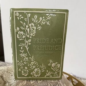 Pride and Prejudice Ceramic Book Vase in Sage Green